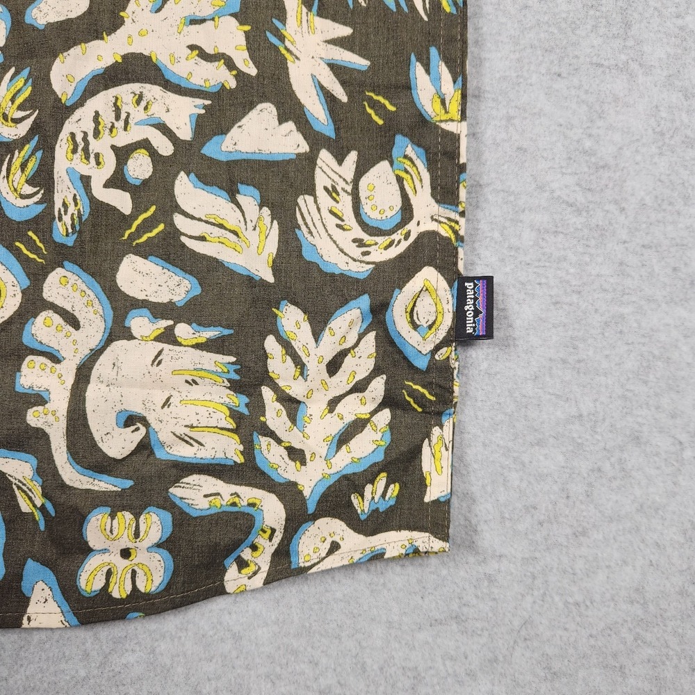 Patagonia Shirt Small Green Floral Go To Camp Hawaiian Vacation Cruise Beach - Picture 5 of 11